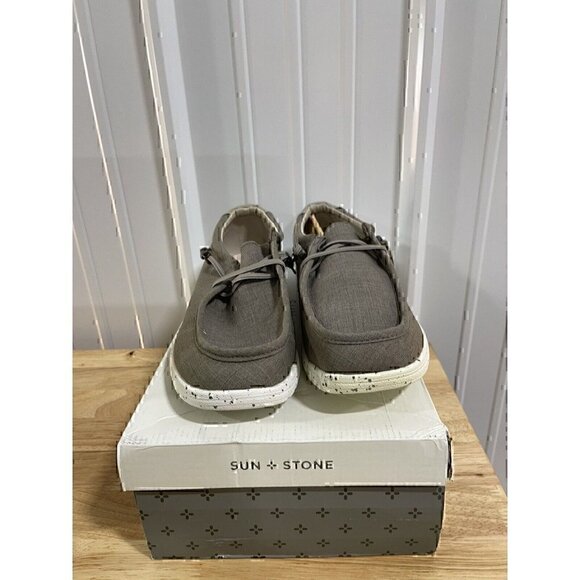 Sun + Stone Brian Casual Slip On Shoes Mens Taupe Grey Canvas Comfort NWB 11.5 - Picture 4 of 7